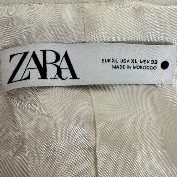 Zara Oversized Textured Wool Blend Coat Women XL Ivory Long Jacket Blazer NEW - Picture 10 of 16